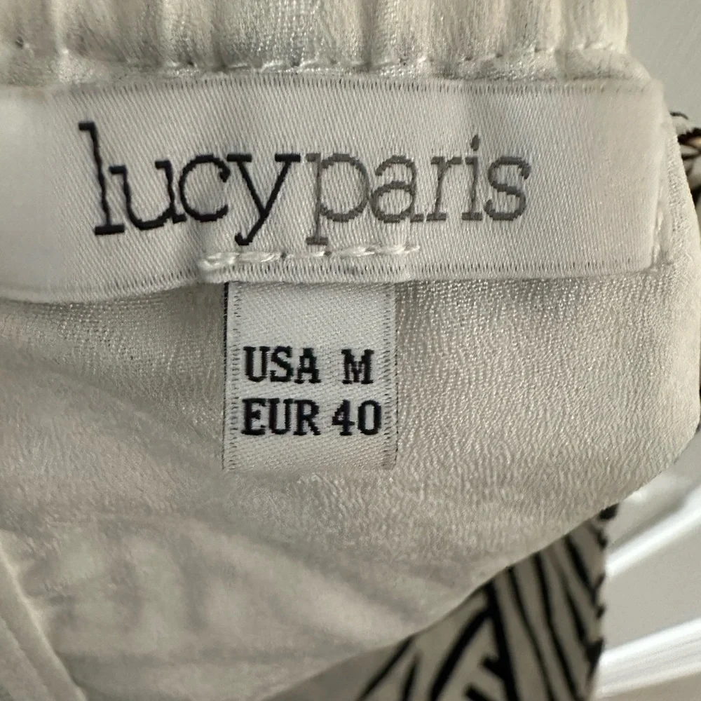 Lucy Paris Black and White Geometric Crop Top - Picture 5 of 7